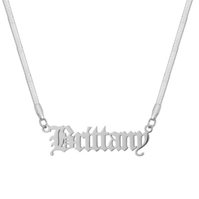 Custom/Personalized Herringbone Nameplate Necklace